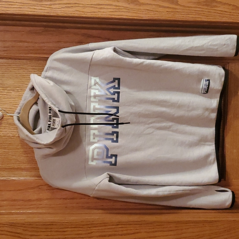 PINK sweatshirt, XS, Gray with Blue ombre print